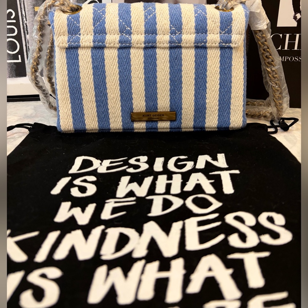 🍓NWT KURT GEIGER KENSINGTON Striped Bag/Crossbody & Everything you see - Picture 2 of 16